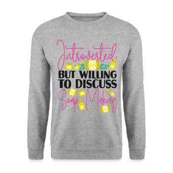 Soap Making Crafting Introverted - Unisex Pullover - Weißgrau meliert - Vorne - Alina (178cm) & Michal (187cm)