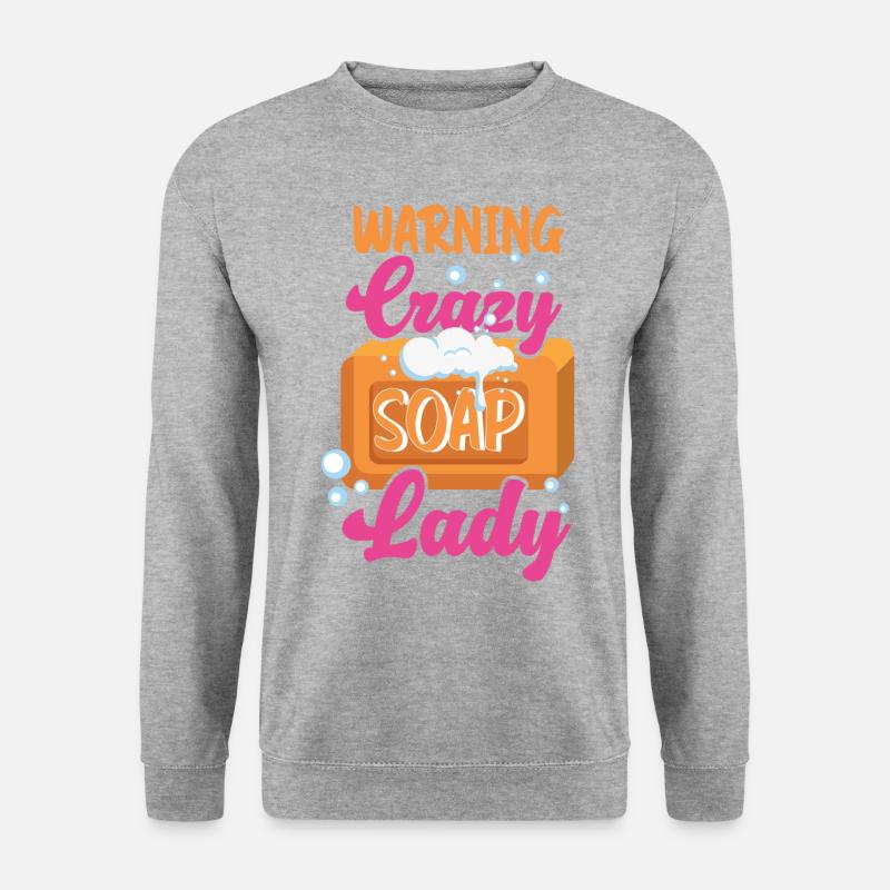 Soap Making Crafting Warning Crazy - Unisex Pullover - Weißgrau meliert