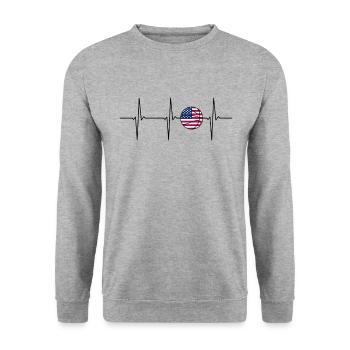 Basketball ECG Heartbeat USA - Unisex Sweatshirt - salt & pepper - Front - Alina (178cm) & Michal (187cm)