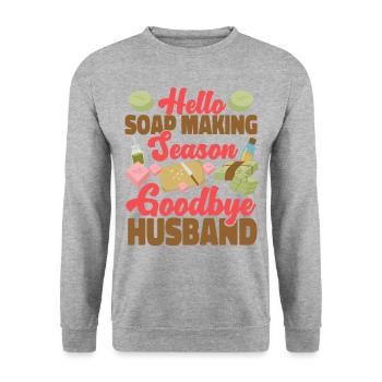 Soap Making Crafting Hello Soap - Unisex Sweatshirt - salt & pepper - Front - Alina (178cm) & Michal (187cm)