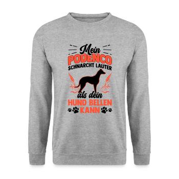 Podenco schnarcht lauter spanischer Podenco - Unisex Pullover - Weißgrau meliert - Vorne - Alina (178cm) & Michal (187cm)