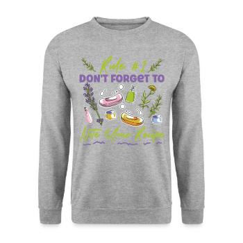Soap Making Crafting Rule #1 Don't - Unisex Sweatshirt - salt & pepper - Front - Alina (178cm) & Michal (187cm)