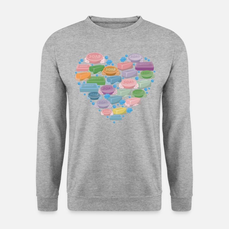 Soap Making Crafting Heart - Unisex Pullover - Weißgrau meliert