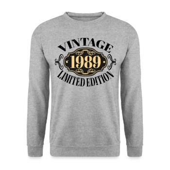 Jahrgang 1989 35. Geburtstag Männer Frauen, 35 Jahre alt - Unisex Pullover - Weißgrau meliert - Vorne - Alina (178cm) & Michal (187cm)