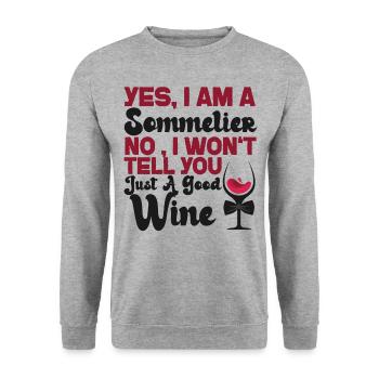 Dégustation de vin de sommelier - Sweat-shirt Unisexe - gris chiné - Devant - Alina (178cm) & Michal (187cm)
