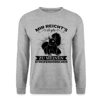 Mir Reicht's Ich Gehe Zu Meinen Streifenhörnchen - Unisex Pullover - Weißgrau meliert - Vorne - Alina (178cm) & Michal (187cm)