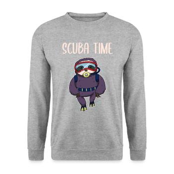 Scuba Diving Sloth Lazy Animal Diving I Gift - Unisex Sweatshirt - salt & pepper - Front - Alina (178cm) & Michal (187cm)