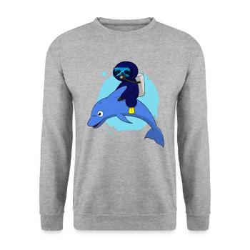 Scuba Diving Sloth Lazy Animal Diving I Gift - Unisex Sweatshirt - salt & pepper - Front - Alina (178cm) & Michal (187cm)
