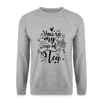 You Are My Cup Of Tea Tea Lover Tea Drinker Brewin - Unisex Pullover - Weißgrau meliert - Vorne - Alina (178cm) & Michal (187cm)