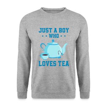 Just A Boy Who Loves Tea Tea Drinker Tea Lover Cup - Unisex Pullover - Weißgrau meliert - Vorne - Alina (178cm) & Michal (187cm)