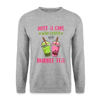 Just A Girl Who Loves Tea Tea Drinker Tea Lover Cu - Unisex Pullover - Weißgrau meliert - Vorne - Alina (178cm) & Michal (187cm)