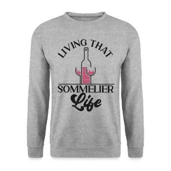 Sommelier Wine Drinking Tasting - Unisex Sweatshirt - salt & pepper - Front - Alina (178cm) & Michal (187cm)