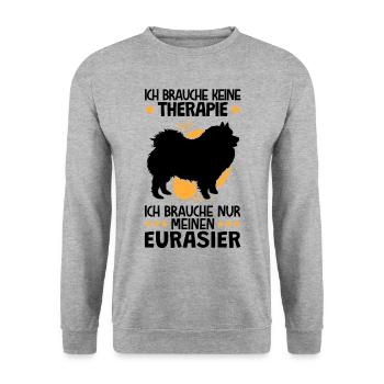 Eurasier ist meine Therapie Eurasian Dog - Unisex Pullover - Weißgrau meliert - Vorne - Alina (178cm) & Michal (187cm)