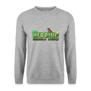 Herping Reptiles Amphibians Herpetologist - Unisex Sweatshirt - salt & pepper - Front - Alina (178cm) & Michal (187cm)