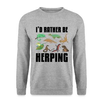 I would rather ping reptile amphibians - Unisex Sweatshirt - salt & pepper - Front - Alina (178cm) & Michal (187cm)