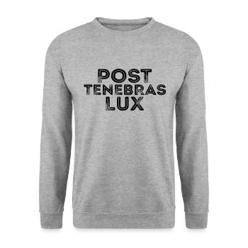 Post-tenebras Lux Latin Latin Quotation - Unisex Sweatshirt - salt & pepper - Front - Alina (178cm) & Michal (187cm)