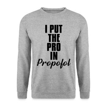 Pro Propofol Anästhesist Anästhesie - Unisex Pullover - Weißgrau meliert - Vorne - Alina (178cm) & Michal (187cm)