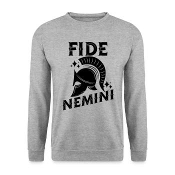 Fide Nemini Lateinische Sprache Lateinisches - Unisex Pullover - Weißgrau meliert - Vorne - Alina (178cm) & Michal (187cm)