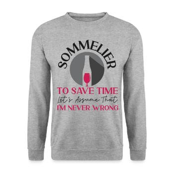 Sommelier Wine Drinking Tasting - Unisex Pullover - Weißgrau meliert - Vorne - Alina (178cm) & Michal (187cm)