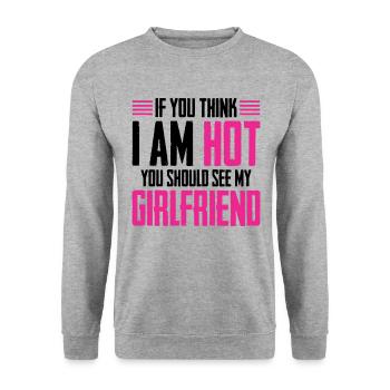 Si vous pensez que je suis mignon, vous devriez voir ma petite amie - Sweat-shirt Unisexe - gris chiné - Devant - Alina (178cm) & Michal (187cm)