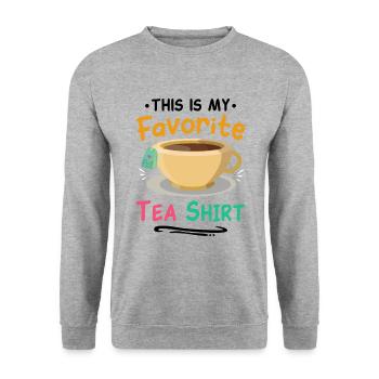 This Is My Favorite Tea Shirt Tea Lover Tea Drinke - Unisex Pullover - Weißgrau meliert - Vorne - Alina (178cm) & Michal (187cm)