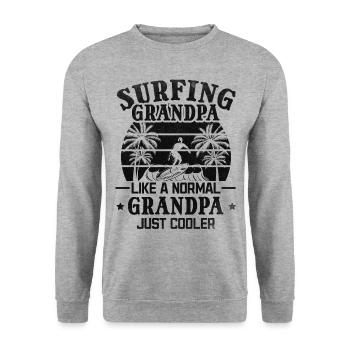 Surfer Opa wie ein normaler Opa ist einfach cooler - Unisex Pullover - Weißgrau meliert - Vorne - Alina (178cm) & Michal (187cm)