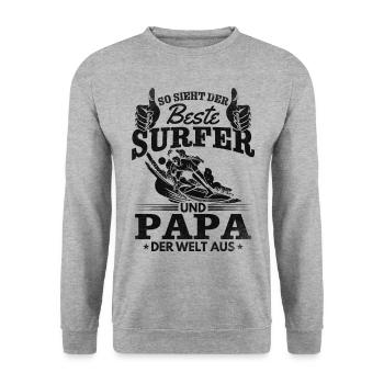 So sieht der beste Surfer und Papa der Welt aus - Unisex Pullover - Weißgrau meliert - Vorne - Alina (178cm) & Michal (187cm)