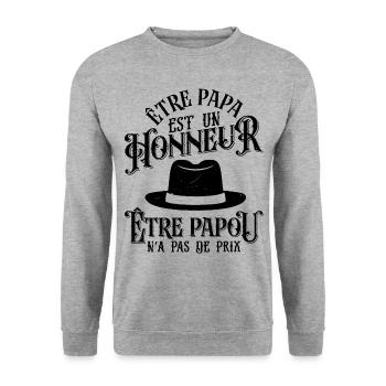 Être Papou N'a Pas De Sans Prix - Sweat-shirt Unisexe - gris chiné - Devant - Alina (178cm) & Michal (187cm)