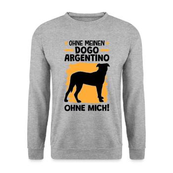 Ohne meinen Dogo Argentino ohne mich - Unisex Pullover - Weißgrau meliert - Vorne - Alina (178cm) & Michal (187cm)
