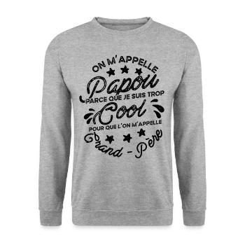 Papou Fete Des Grand Pères Papy - Sweat-shirt Unisexe - gris chiné - Devant - Alina (178cm) & Michal (187cm)