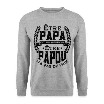 Être Papou N'a Pas De Sans Prix Fete Des Grand - Sweat-shirt Unisexe - gris chiné - Devant - Alina (178cm) & Michal (187cm)