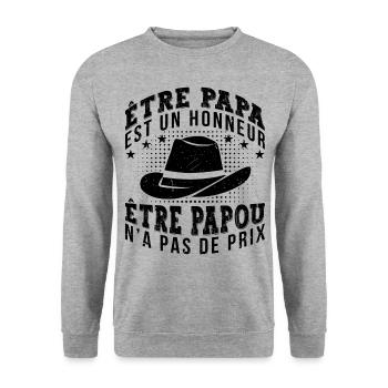 Être Papou N'a Pas De Sans Prix - Sweat-shirt Unisexe - gris chiné - Devant - Alina (178cm) & Michal (187cm)