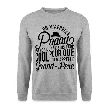 Papou Fete Des Grand Pères Papy - Sweat-shirt Unisexe - gris chiné - Devant - Alina (178cm) & Michal (187cm)