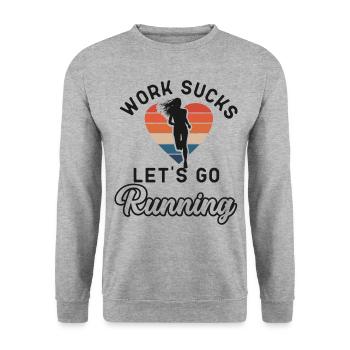 Running Runner Half Marathon - Unisex Pullover - Weißgrau meliert - Vorne - Alina (178cm) & Michal (187cm)