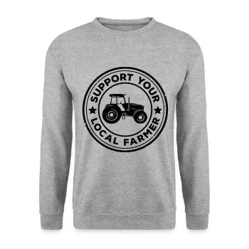 Support You Local Farmer Tractor Driving Farming A - Unisex Pullover - Weißgrau meliert - Vorne - Alina (178cm) & Michal (187cm)