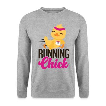 Running Runner Half Marathon - Unisex Pullover - Weißgrau meliert - Vorne - Alina (178cm) & Michal (187cm)