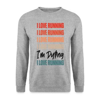 Running Runner Half Marathon - Unisex Pullover - Weißgrau meliert - Vorne - Alina (178cm) & Michal (187cm)
