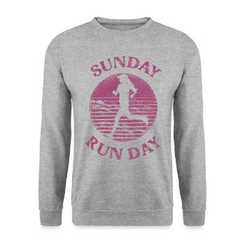 Running Runner Semi-Marathon Rétro - Sweat-shirt Unisexe - gris chiné - Devant - Alina (178cm) & Michal (187cm)