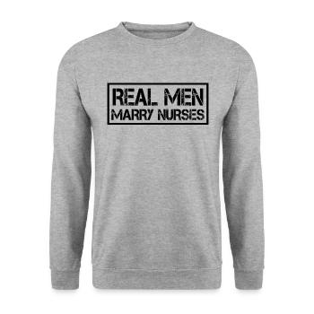 De vrais hommes épousent des infirmières infirmières Mari - Sweat-shirt Unisexe - gris chiné - Devant - Alina (178cm) & Michal (187cm)