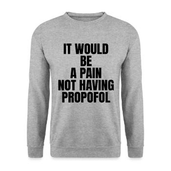 Lustige Propofol-anästhesist-anästhesie - Unisex Pullover - Weißgrau meliert - Vorne - Alina (178cm) & Michal (187cm)