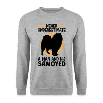 Woman with Samoyed Sled Dog Samoyeds - Unisex Sweatshirt - salt & pepper - Front - Alina (178cm) & Michal (187cm)