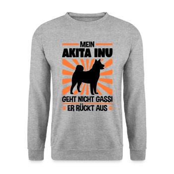 Akita Inu Gassi gehen japanischer Spitz - Unisex Pullover - Weißgrau meliert - Vorne - Alina (178cm) & Michal (187cm)
