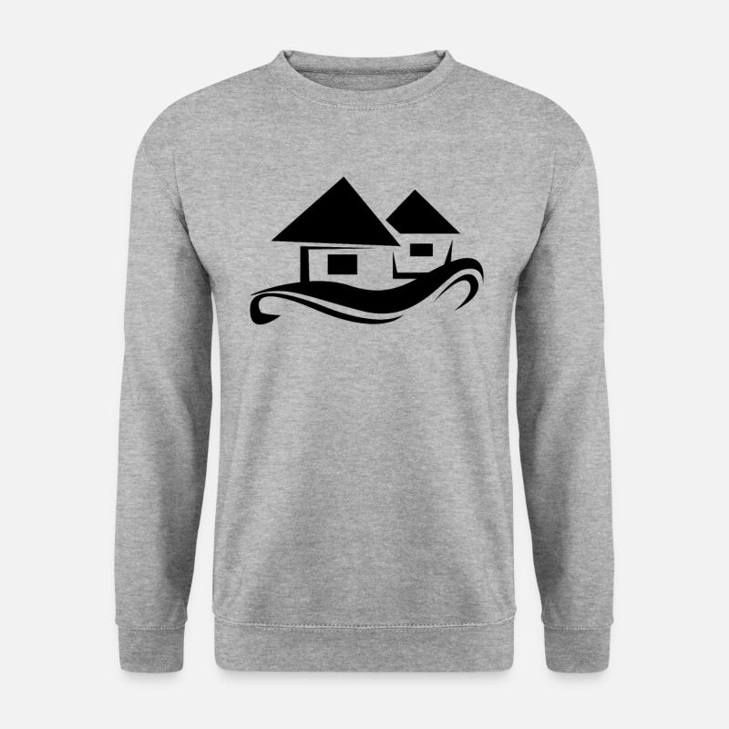 Haus - Unisex Pullover - Weißgrau meliert