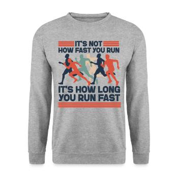 Running Runner Half Marathon It's - Unisex Pullover - Weißgrau meliert - Vorne - Alina (178cm) & Michal (187cm)