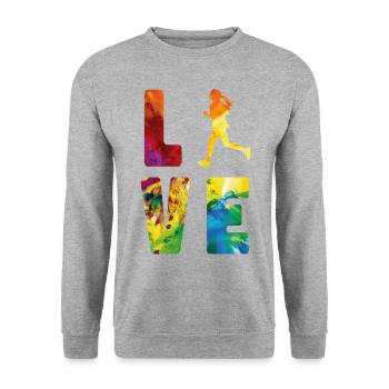 Running Runner Half Marathon - Unisex Sweatshirt - salt & pepper - Front - Alina (178cm) & Michal (187cm)