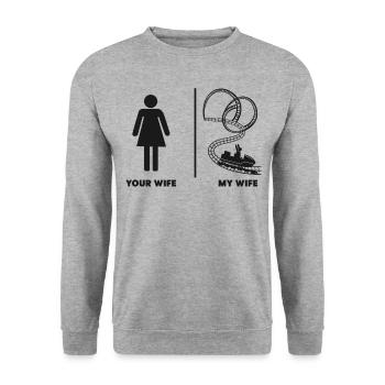 Montagnes russes Femme Ta Femme Mon - Sweat-shirt Unisexe - gris chiné - Devant - Alina (178cm) & Michal (187cm)