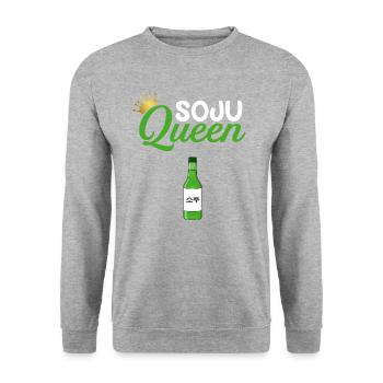 soju queen hangul korean soju - Unisex Sweatshirt - salt & pepper - Front - Alina (178cm) & Michal (187cm)
