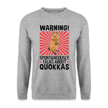 Redet über Quokka australisches Beuteltier - Unisex Pullover - Weißgrau meliert - Vorne - Alina (178cm) & Michal (187cm)