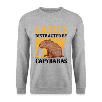 Capybara I was distracted capybara - Unisex Sweatshirt - salt & pepper - Front - Alina (178cm) & Michal (187cm)