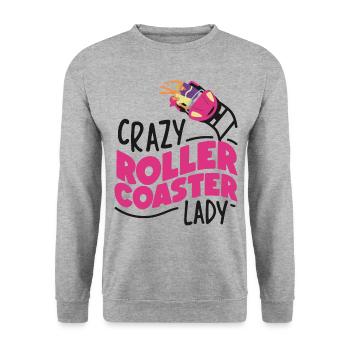 Roller Coaster Girl Crazy Roller - Unisex Pullover - Weißgrau meliert - Vorne - Alina (178cm) & Michal (187cm)